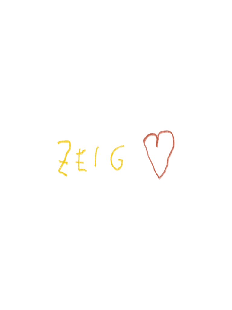 Handgeschriebene naive Typografie mit den Worten "Zeig (Herz-Symbol)"
